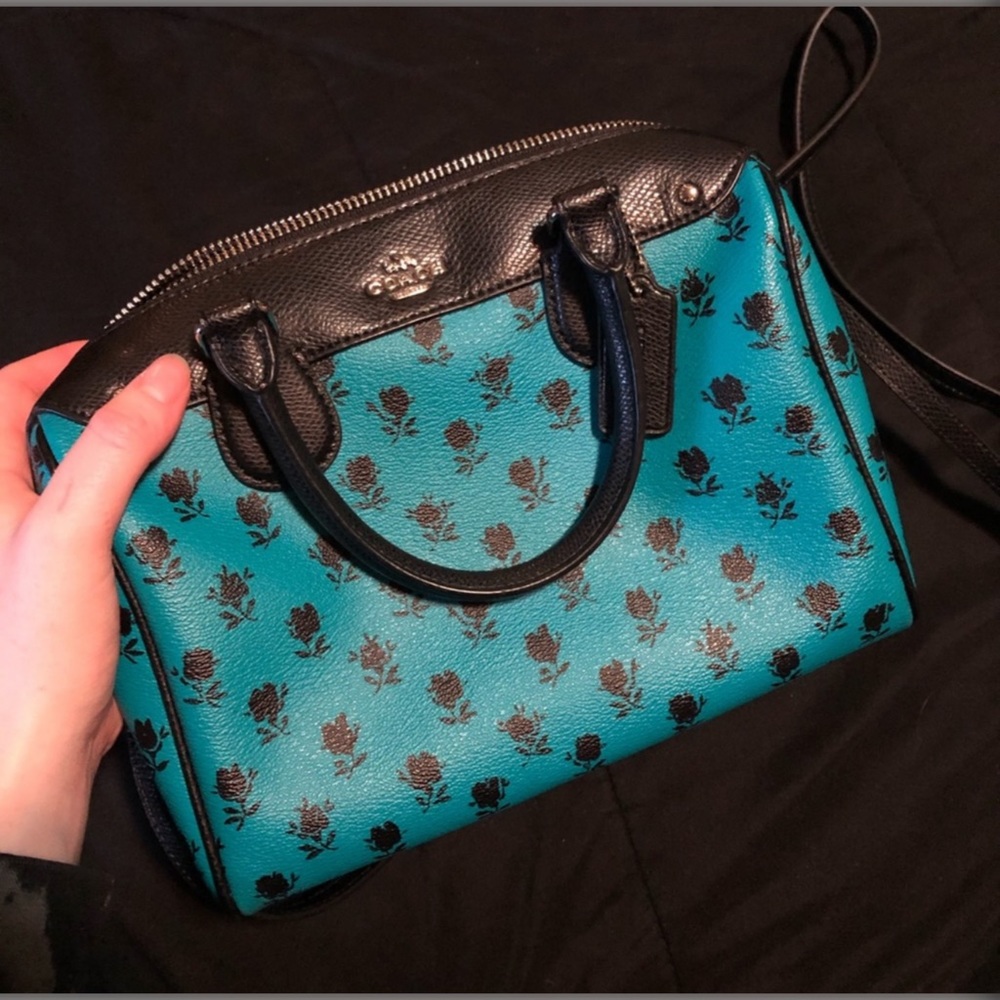 Teal Floral Coach Crossbody